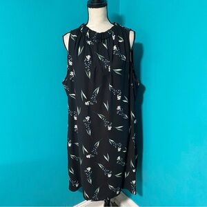Apt. 9 XXL Black Multicolor Floral Print Sleeveless Tie Neck Shift Dress